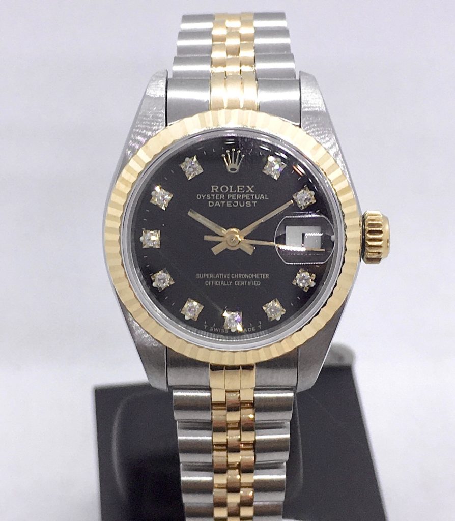 Datejust Guld/stål m. diamanter sort skive