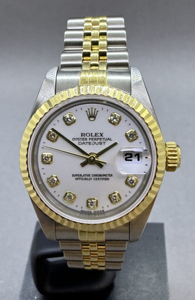 Datejust Guld/stål 26 mm Hvid m. diamanter